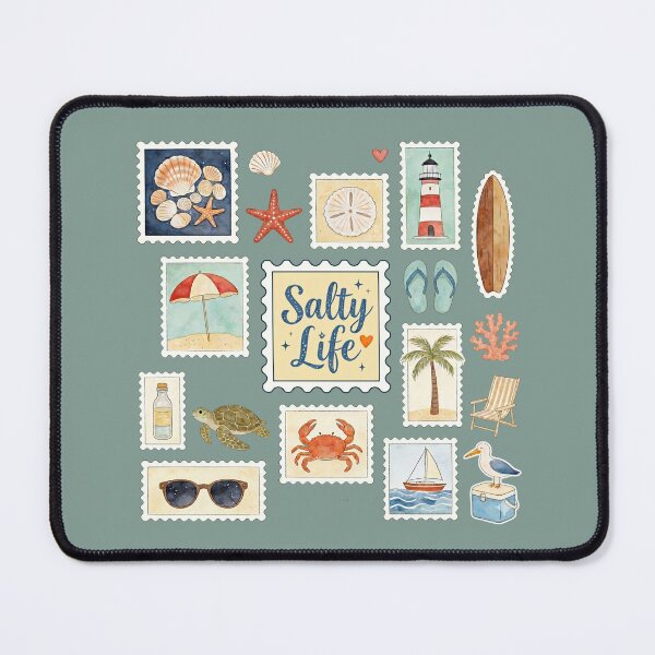 Item preview, Salty Life Vintage Coastal Watercolor Sticker Collage designed and sold by TatyanaArt.