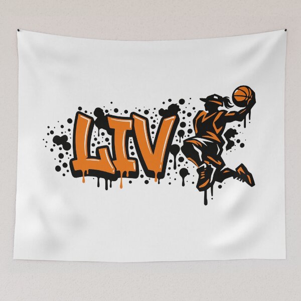 Item preview, Graffitti Drip Basket First Name  Liv designed and sold by digital.stickerperso.com.