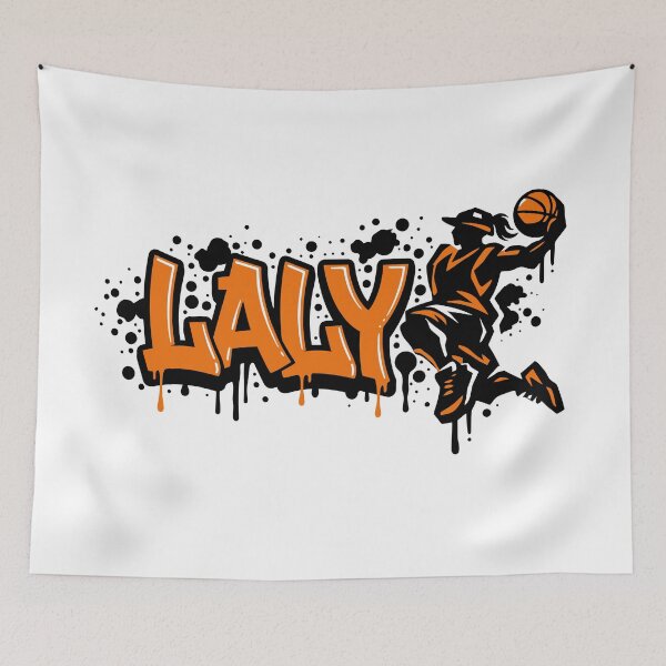 Item preview, Graffiti Drip Painting Basketball First Name Laly designed and sold by digital.stickerperso.com.