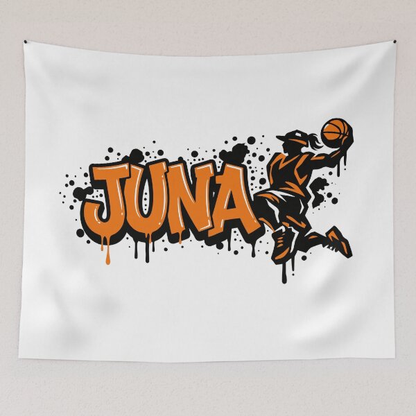 Item preview, Graffitti Drip Basket First Name Juna designed and sold by digital.stickerperso.com.