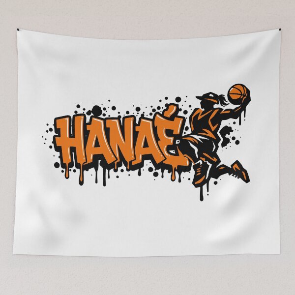 Artikelvorschau, Graffiti-Tropfmalerei Basketball Vorname Hanaé entworfen und verkauft von digital.stickerperso.com.