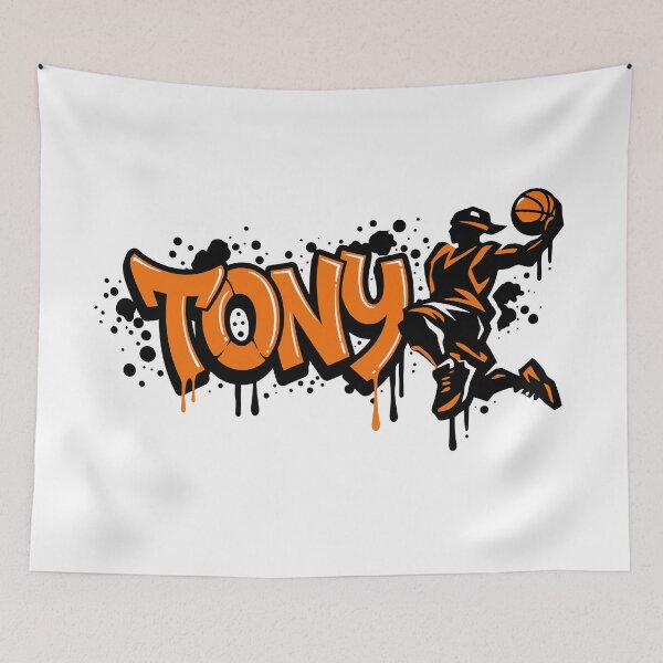 Item preview, Graffitti Drip Basket First Name Tony designed and sold by digital.stickerperso.com.