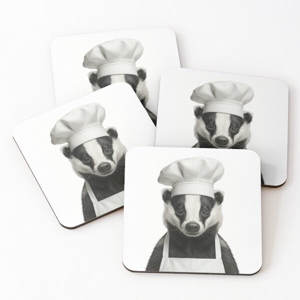 Item preview, Funny European Badger Chef Realistic Animal Cooking Humor Art Print designed and sold by LazyOwlStore.