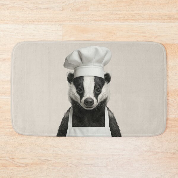 Item preview, Funny European Badger Chef Realistic Animal Cooking Humor Art Print designed and sold by LazyOwlStore.
