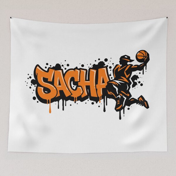 Item preview, Graffiti Drip Basket First Name Sacha designed and sold by digital.stickerperso.com.