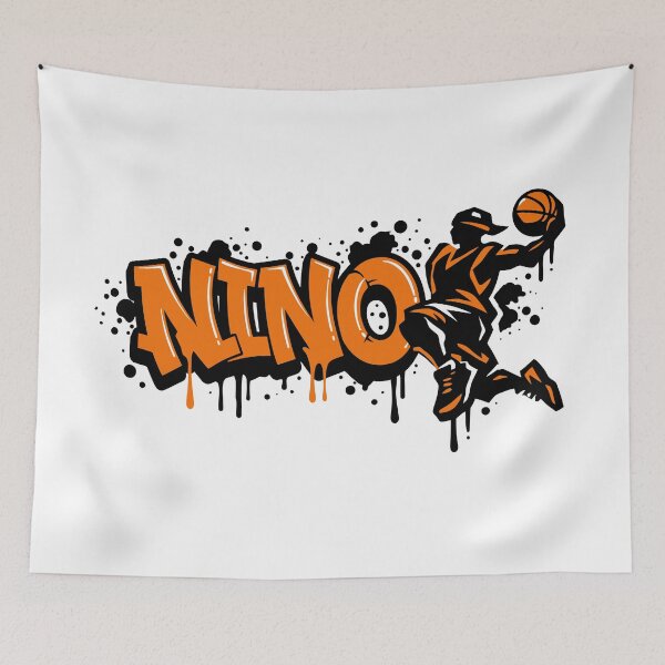 Item preview, Graffiti Drip Basket First Name Nino designed and sold by digital.stickerperso.com.