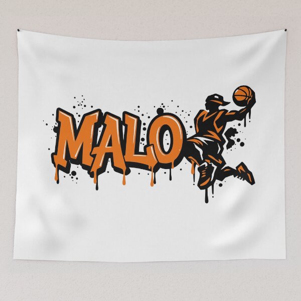 Item preview, Graffiti Drip Basket First Name Malo designed and sold by digital.stickerperso.com.