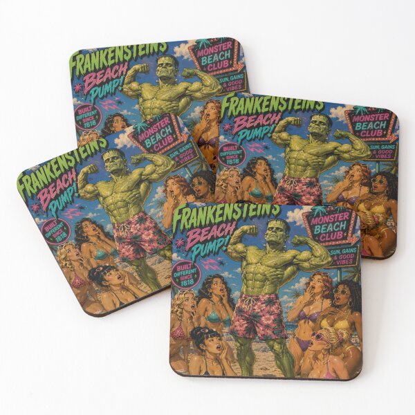Item preview, Frankenstein's Monster Frankenstein’s Beach Pump! – Monster Beach Club Retro Horror Pin-Up designed and sold by ITSimagination.