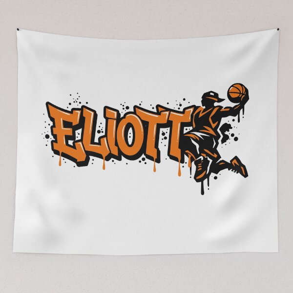 Item preview, Eliott Basketball Graffiti Street Art Slam Dunk Design designed and sold by digital.stickerperso.com.