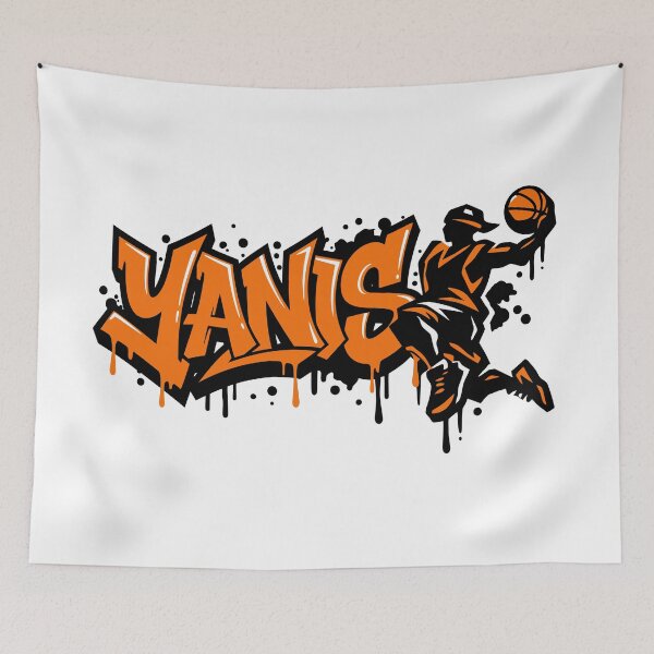 Item preview, Yanis Basketball Graffiti Street Art Slam Dunk Design designed and sold by digital.stickerperso.com.
