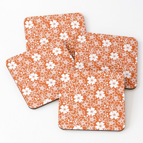 Item preview, Sakura flower silhouettes in orange designed and sold by Jennifer Ladd.