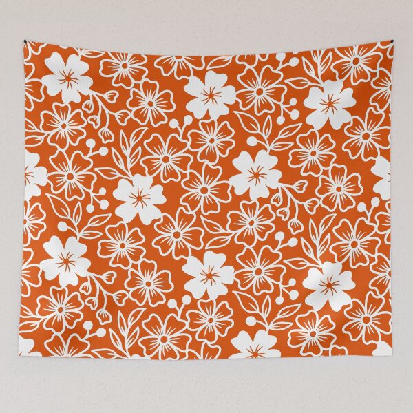 Item preview, Sakura flower silhouettes in orange designed and sold by Jennifer Ladd.