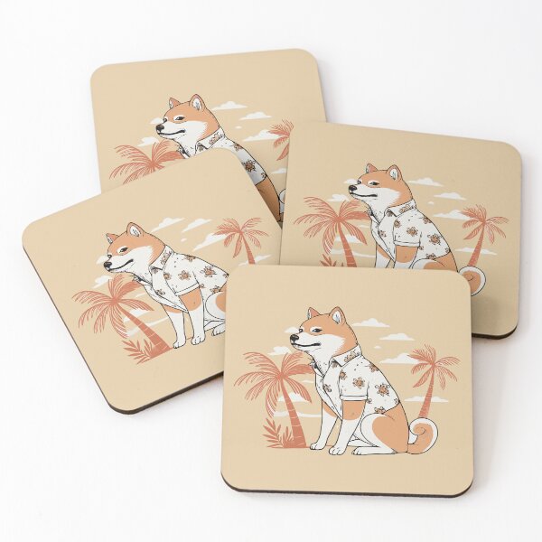 Item preview, Retro Tropical Shiba Inu Design with Hawaiian Shirt and Palm Trees Sunset designed and sold by Ahmed-khafagy.