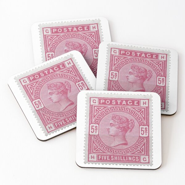 Item preview, Five Shilling Vintage Pink Postage Stamp designed and sold by red-amber65.