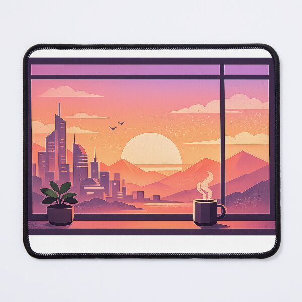 Item preview, Lofi Sunset Window – Futuristic Cityscape Minimalist Art designed and sold by slikar.