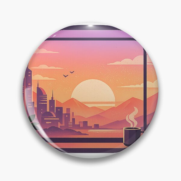Item preview, Lofi Sunset Window – Futuristic Cityscape Minimalist Art designed and sold by slikar.
