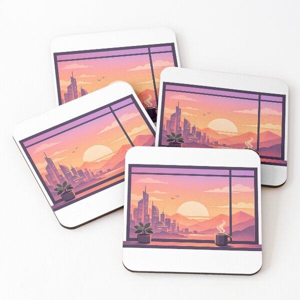 Item preview, Lofi Sunset Window – Futuristic Cityscape Minimalist Art designed and sold by slikar.