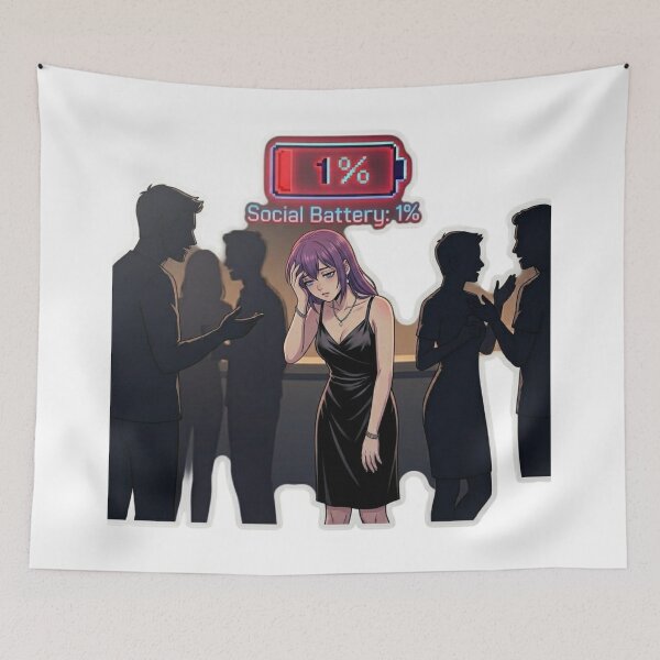 Item preview, Social Battery 1 Percent Anime Girl Introvert Meme designed and sold by DailyStruggleCo.