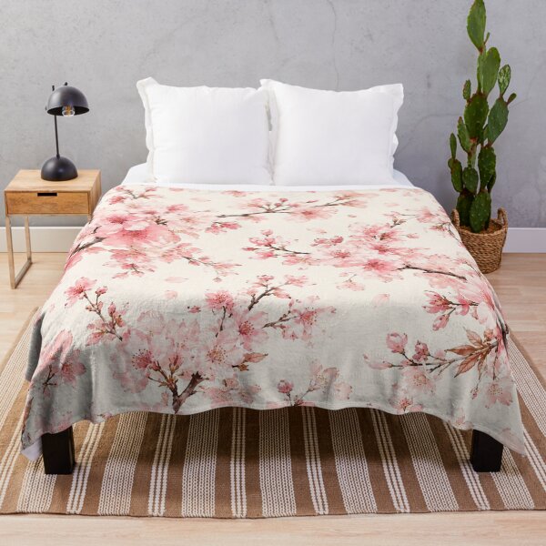 Item preview, Soft Pink Sakura Blossom Botanical Bedding Pattern Design designed and sold by ArcanePrintsxo.