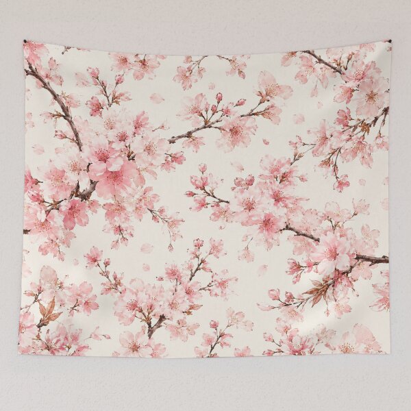 Item preview, Soft Pink Sakura Blossom Botanical Bedding Pattern Design designed and sold by ArcanePrintsxo.