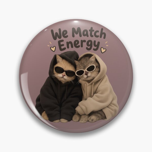 Item preview, We Match Energy, Cute Cat Couple Matching Vibes Design designed and sold by JagrDesigns.