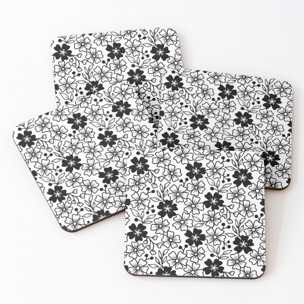 Item preview, Sakura flower silhouettes in black and white designed and sold by Jennifer Ladd.
