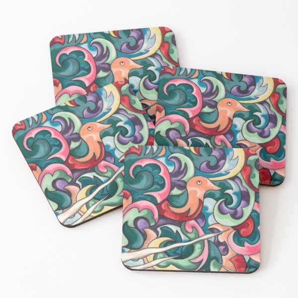 Item preview, Abstract bird art, unique colorful animal art designed and sold by NadiaChevrel.