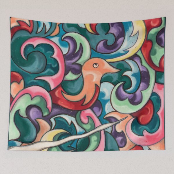 Item preview, Abstract bird art, unique colorful animal art designed and sold by NadiaChevrel.