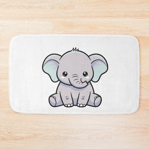 Item preview, Cute Sitting Baby Elephant Kawaii Illustration designed and sold by Osmose-Studio ⭐⭐⭐⭐⭐.