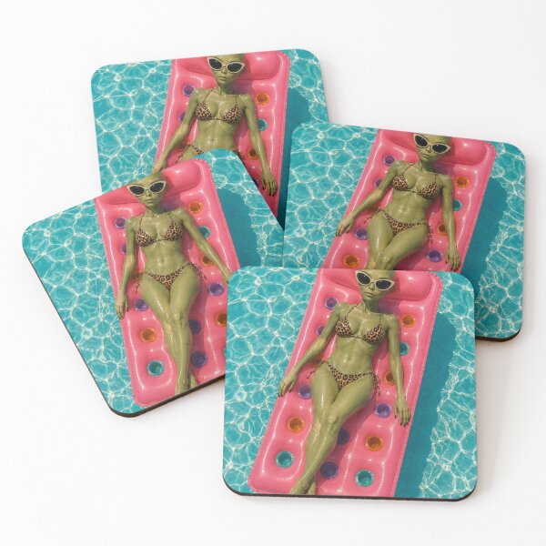 Item preview, Retro Alien Beach Babe Cosmic Pool Float – Retro Alien Summer Pin-Up designed and sold by ITSimagination.