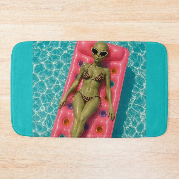 Item preview, Retro Alien Beach Babe Cosmic Pool Float – Retro Alien Summer Pin-Up designed and sold by ITSimagination.