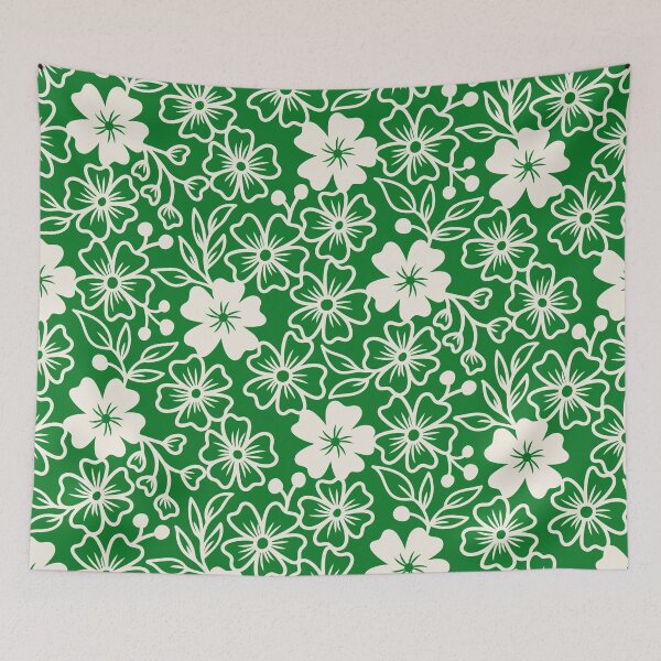 Item preview, Sakura flower silhouettes in green designed and sold by Jennifer Ladd.