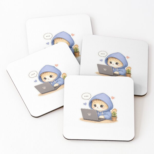Item preview, Cute Hoodie Cat Working On Laptop  designed and sold by saeede-afshari.