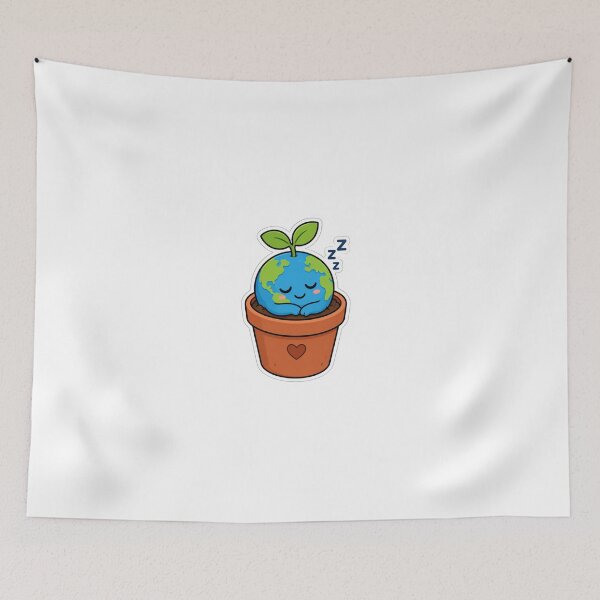 Item preview, Cute Sleeping Earth Planet in Plant Pot - Plant Lover Aesthetic designed and sold by Nawin19979shop.