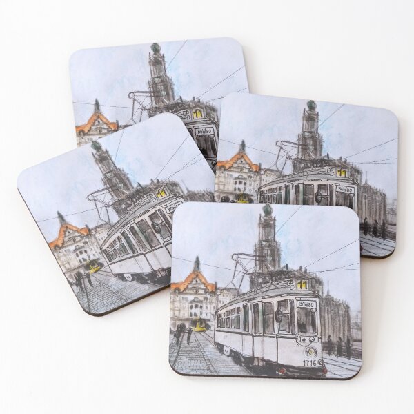 Item preview, Old Hecht tram on the Augustus Bridge – Dresden Urban Sketch designed and sold by UMA Urban Sketch.