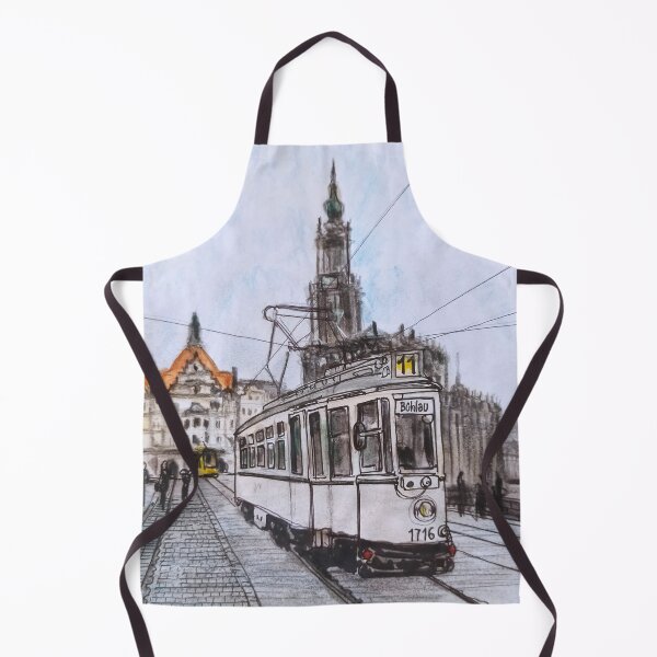 Item preview, Old Hecht tram on the Augustus Bridge – Dresden Urban Sketch designed and sold by UMA Urban Sketch.
