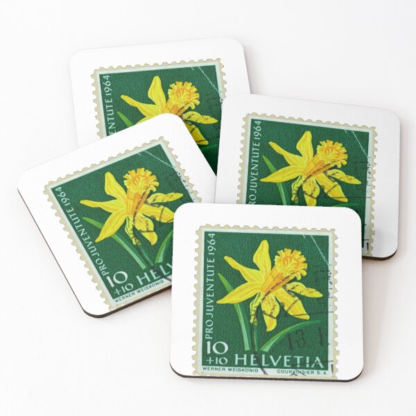 Item preview, Switzerland Helvetia Vintage Daffodil Postage Stamp designed and sold by red-amber65.