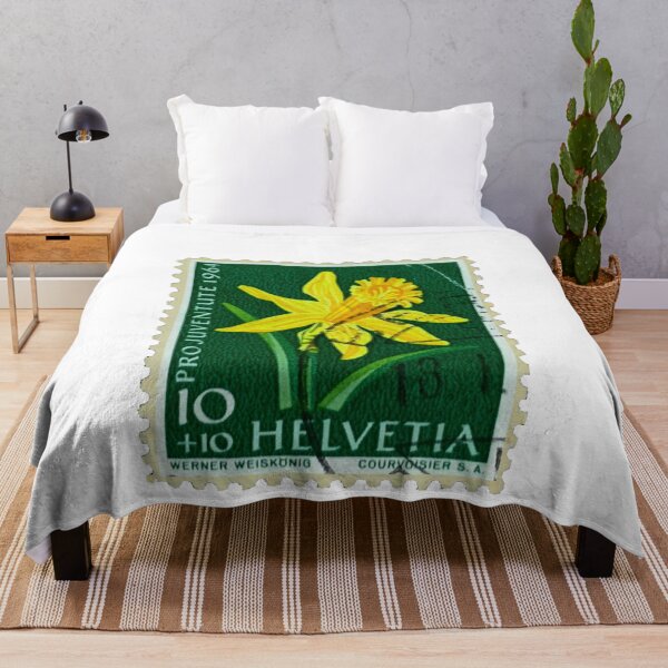 Item preview, Switzerland Helvetia Vintage Daffodil Postage Stamp designed and sold by red-amber65.