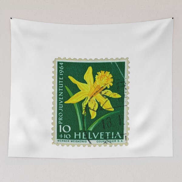 Item preview, Switzerland Helvetia Vintage Daffodil Postage Stamp designed and sold by red-amber65.