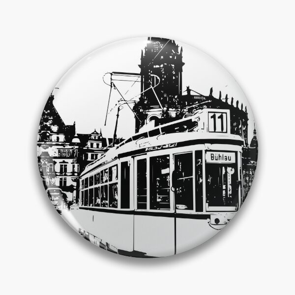 Item preview, Old Hecht tram on the Augustus Bridge – Dresden Urban Sketch bnw designed and sold by UMA Urban Sketch.
