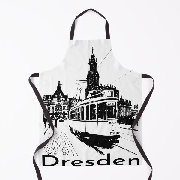 Item preview, Old Hecht tram on the Augustus Bridge – Dresden Urban Sketch bnw designed and sold by UMA Urban Sketch.