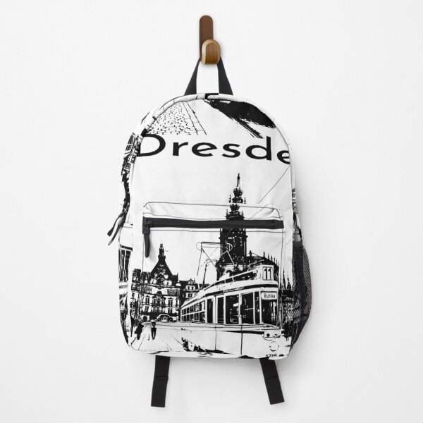 Item preview, Old Hecht tram on the Augustus Bridge – Dresden Urban Sketch bnw designed and sold by UMA Urban Sketch.