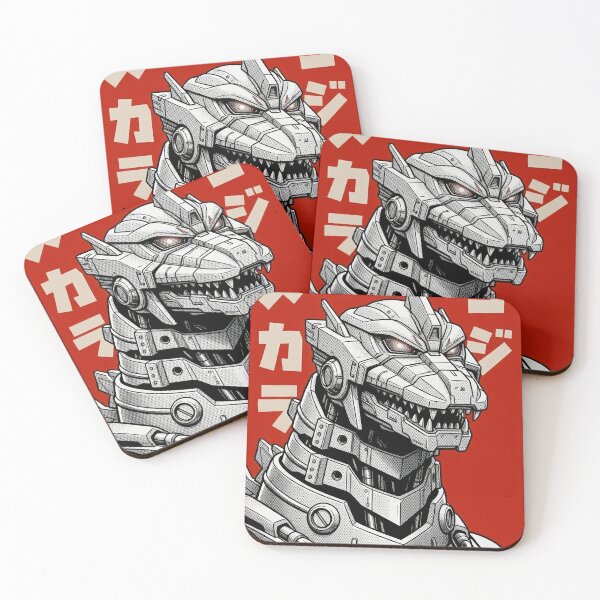 Item preview, Mechagodzilla on Red - Retro Japanese Kaiju Art designed and sold by Ink Monters.