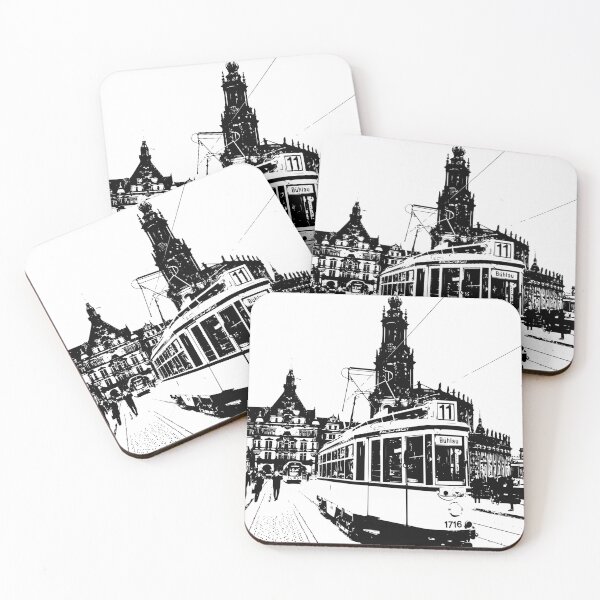 Item preview, Old Hecht tram on the Augustus Bridge – Dresden Urban Sketch Ink designed and sold by UMA Urban Sketch.