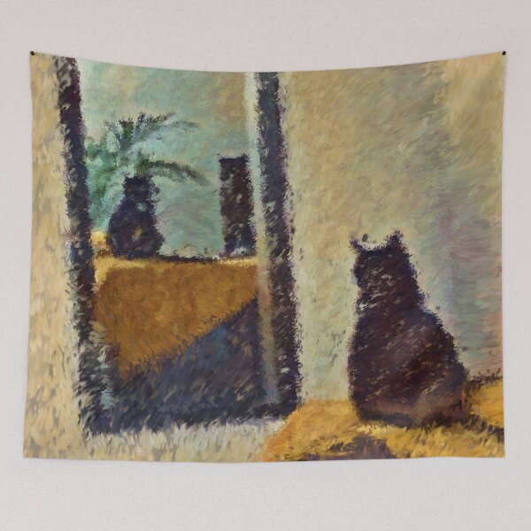 Item preview, Black cat facing a mirror designed and sold by PHYLOA.