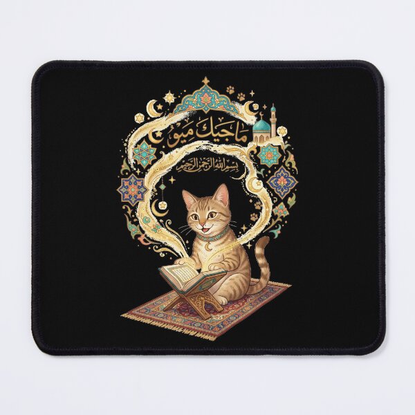 Item preview, Islamic Magic Meow: Happy Arabian Cat Reading Quran designed and sold by Spiritualwall.