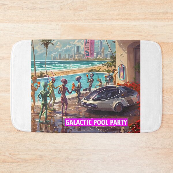 Item preview, GALACTIC POOL PARTY - Funny Alien Beach Villa Art designed and sold by Modern Nest Art.