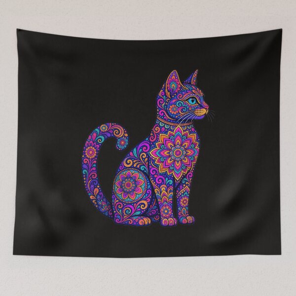Item preview, Colorful Mandala Floral Cat Art designed and sold by AwesomeBeyondLimits.