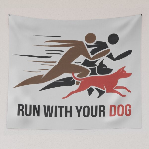 Item preview, Run With Your Dog Silhouette Art | Energetic Running Fitness Graphic designed and sold by Firas Aljazzar.