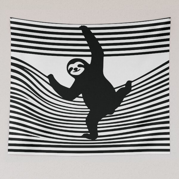 Item preview, Trippy Sloth Optical Illusion Black and White Op Art Line Graphic designed and sold by WormJ.